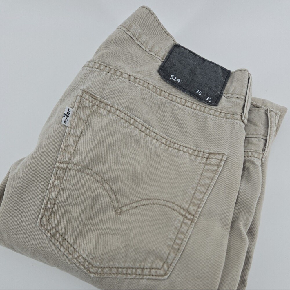 Levis 514 Jeans Mens 36x30 Cream Denim Fit Straight Leg Pants Workwear